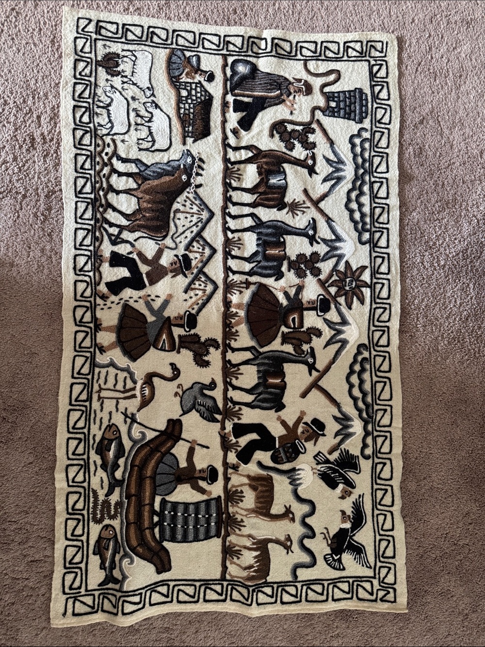 Embroidered Aztec Mayan Inca Hand Woven Tapestry